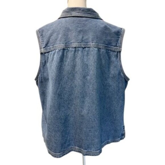 Carolina Blues by Carolina Colours Vest Womens Size 24W Blue Denim Button Up - Picture 2 of 4
